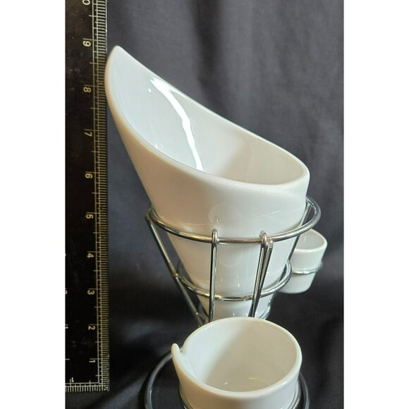 PAIR Gibson Table Compliments 4-Piece French Fry Appetizer Serving Set Ceramic - Picture 7 of 10